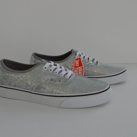 Vans authentic sequined silver sneaker shoes new - Picture 8 of 9